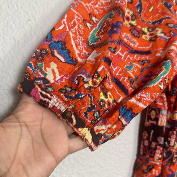 Anthropologie Floral Abstract Maxi Dress in Red Motif V Neck Boho Womens Size 2 - Picture 7 of 16